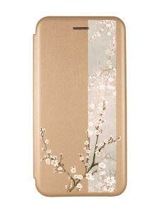 Чохол-книжка з малюнком для Samsung Galaxy A53 4G Золотий :: Квітуча сакура (принт 285)