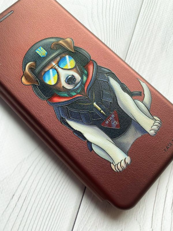 Чохол-книжка з малюнком для Xiaomi Poco C40 Бордовий :: Патрон (принт 4)