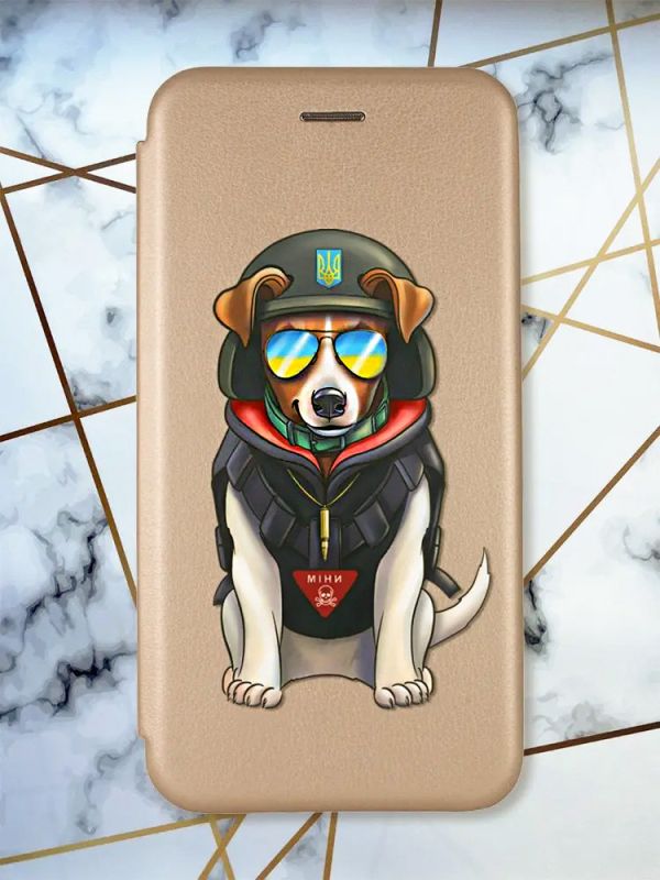 Чохол-книжка з малюнком для Xiaomi Poco C40 Золотий :: Патрон (принт 4)