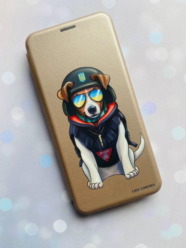 Чохол-книжка з малюнком для Xiaomi Poco C40 Золотий :: Патрон (принт 4)