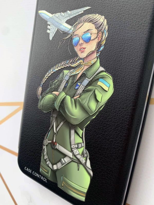 Чохол-книжка з малюнком для Samsung Galaxy A33 5G Чорний; Дівчина-пілот (патріотичний принт 6)
