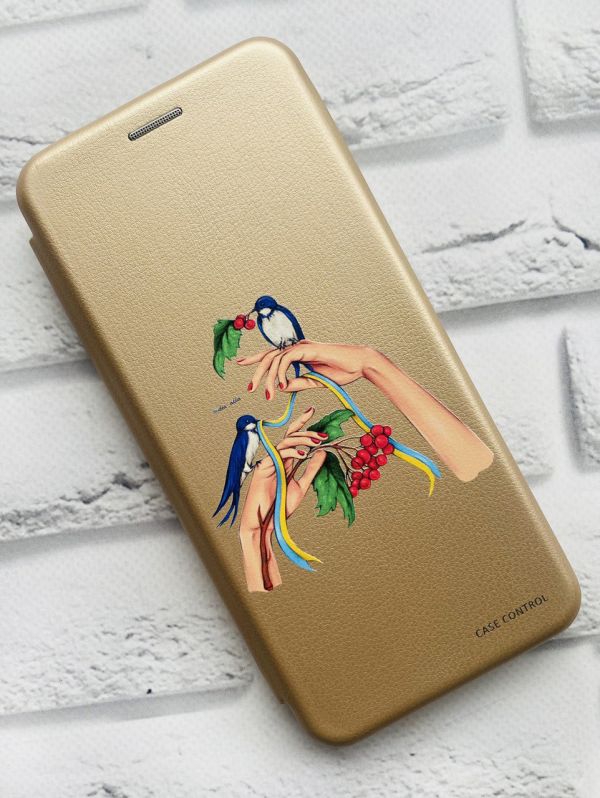Чохол-книжка з малюнком для Samsung A03 Сore/ A032 Золотий :: Ластівки (принт 15)