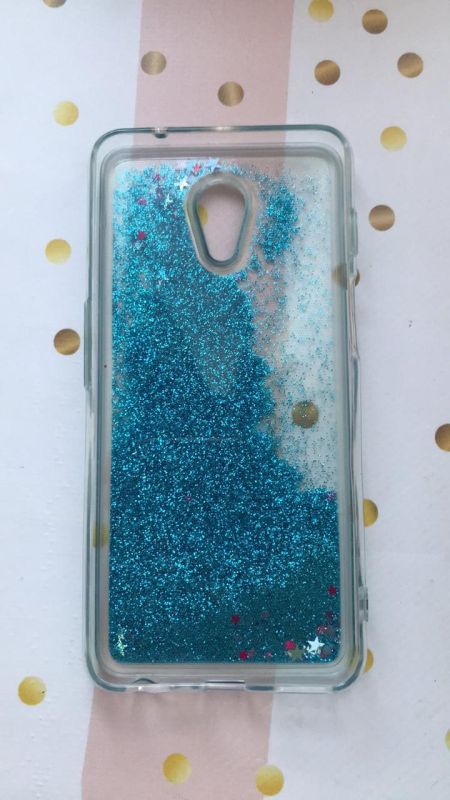 Силіконовий чохол з блискітками, що переливаються, для Meizu M6s Ялинка на голубому
