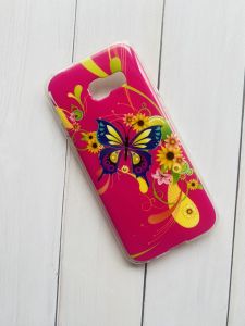 Силіконовий чохол із малюнком для Samsung Galaxy А3(2017) А320 Метелик на рожевому