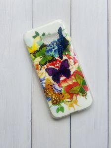 Силіконовий чохол із малюнком для Samsung Galaxy А3(2017) А320 Метелики кольорові