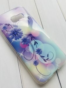 Силіконовий чохол із малюнком для Samsung Galaxy А3(2017) А320 Дрібні квіти на бузковому