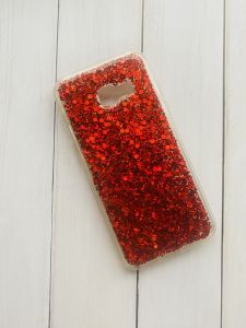 Силіконовий чохол із влитими блискітками для Samsung Galaxy А3(2017) А320 Червоний