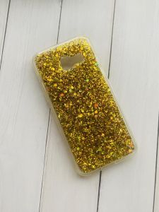 Силіконовий чохол із влитими блискітками для Samsung Galaxy А3(2017) А320 Золотий