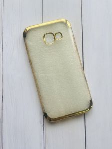 Силіконовий чохол для Samsung Galaxy А3(2017) А320 Бампер з камінням. Золотий