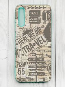 Матовий чохол з бірюзовими боками на Samsung Galaxy А50 (2019) А505F :: Мандри (принт 324)