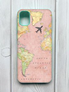 Матовий чохол з бірюзовими боками на Samsung Galaxy A04E / A042 :: Подорожі. Карта (принт 320)