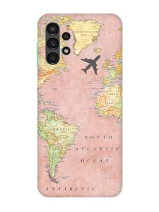 Матовий чохол з бірюзовими боками на Samsung Galaxy A13 4G :: Подорожі. Карта (принт 320)