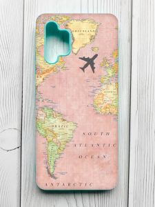Матовий чохол з бірюзовими боками на Samsung Galaxy A32 :: Подорожі. Карта (принт 320)