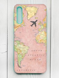 Матовий чохол з бірюзовими боками на Samsung Galaxy А50 (2019) А505F :: Подорожі. Карта (принт 320)