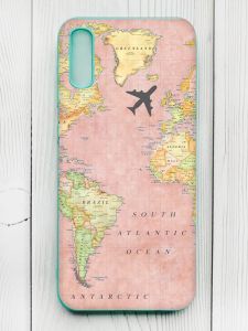 Матовий чохол з бірюзовими боками на Xiaomi Redmi 9А :: Подорожі. Карта (принт 320)