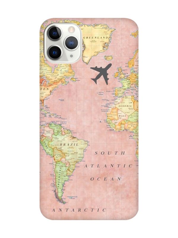 Матовий чохол з червоними боками на iPhone 11 Pro Max (6.5) :: Подорожі. Карта (принт 320)
