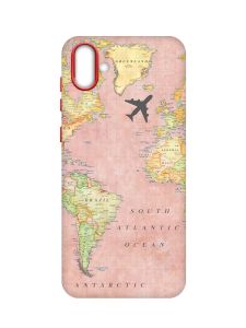 Матовий чохол з червоними боками на Samsung Galaxy A04 :: Подорожі. Карта (принт 320)