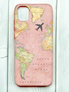 Матовий чохол з червоними боками на Samsung Galaxy A04E/A042 :: Подорожі. Карта (принт 320)