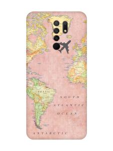 Матовий чохол з червоними боками на Xiaomi Redmi 9 :: Подорожі. Карта (принт 320)