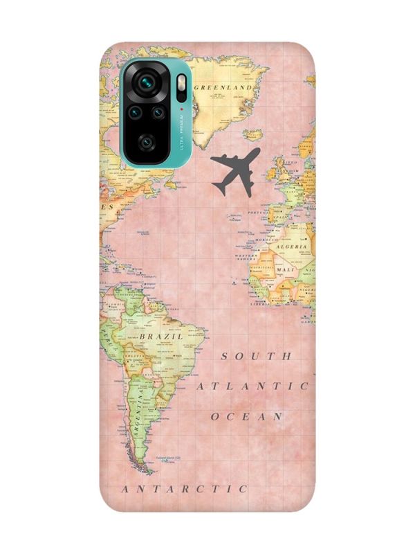 Матовий чохол з червоними боками на Xiaomi Redmi Note 10 / Note 10s :: Подорожі. Карта (принт 320)