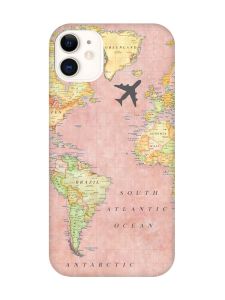 Матовий чохол з рожевими боками на Apple iPhone 11 (6.1) :: Подорожі. Карта (принт 320)