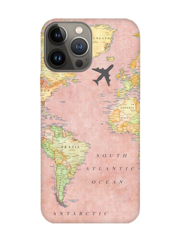 Матовий чохол з рожевими боками на Apple iPhone 13 Pro :: Подорожі. Карта (принт 320)