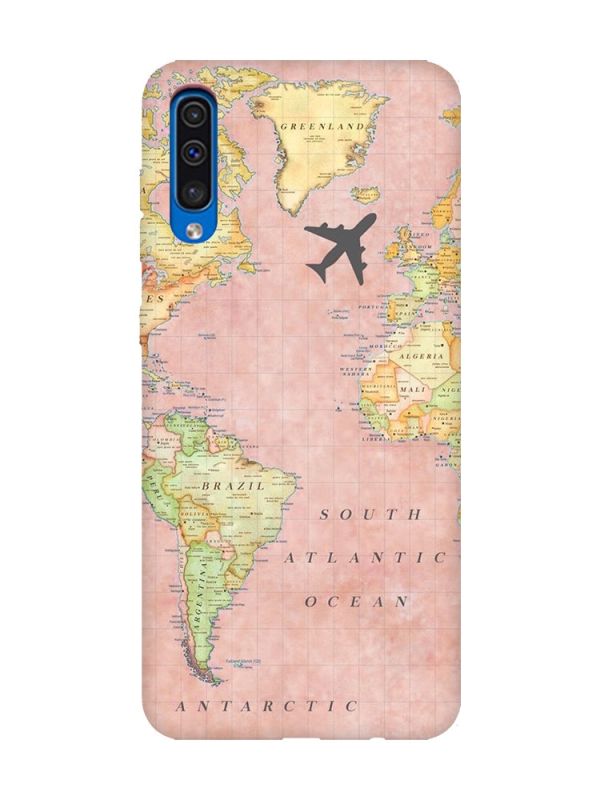 Матовий чохол з рожевими боками на Samsung Galaxy A50 (2019) A505 :: Подорожі. Карта (принт 320)