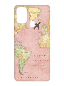 Матовий чохол з рожевими боками на Samsung Galaxy M30s/M21 :: Подорожі. Карта (принт 320)