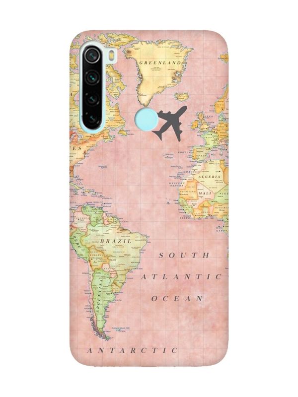 Матовий чохол з рожевими боками на Xiaomi Redmi Note 8 :: Подорожі. Карта (принт 320)
