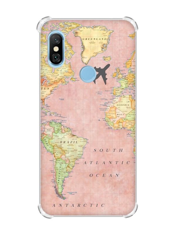 Чохол з потовщеними кутами на Xiaomi Redmi Note 6 Pro :: Подорожі. Карта (принт 320)
