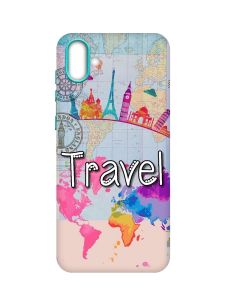 Матовий чохол з бірюзовими боками на Samsung Galaxy A04 :: Подорож. Travel (принт 321)