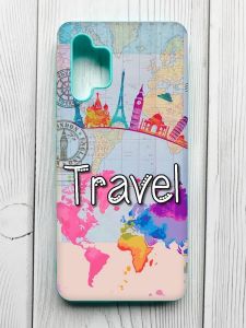 Матовий чохол з бірюзовими боками на Samsung Galaxy A32 :: Подорож. Travel (принт 321)