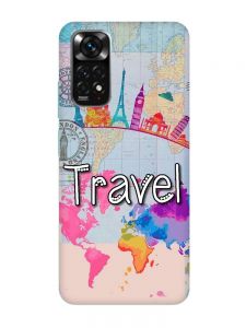 Матовий чохол з бірюзовими боками на Xiaomi Redmi Note 11 :: Подорож. Travel (принт 321)