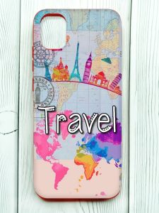 Матовий чохол з червоними боками на Samsung Galaxy A04E/A042 :: Подорож. Travel (принт 321)