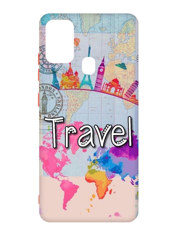Матовий чохол з червоними боками на Samsung Galaxy M30s/M21 :: Подорож. Travel (принт 321)