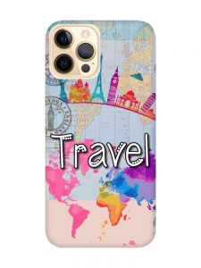 Матовий чохол з рожевими боками на Apple iPhone 12 Pro Max :: Подорож. Travel (принт 321)