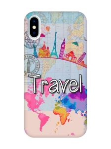 Матовий чохол з рожевими боками на iPhone X / Xs :: Подорож. Travel (принт 321)