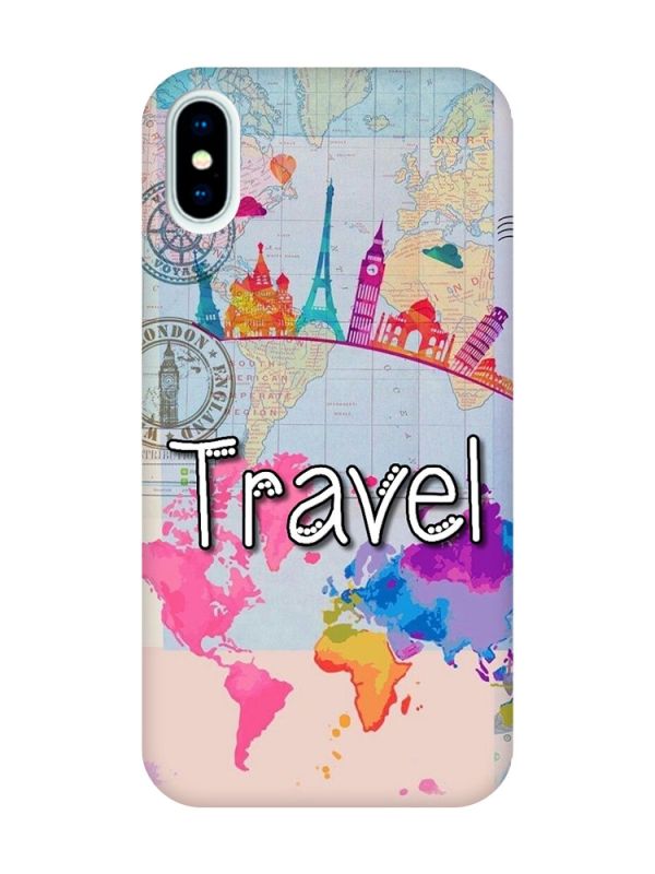 Матовий чохол з рожевими боками на iPhone X / Xs :: Подорож. Travel (принт 321)