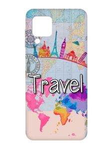 Матовий чохол з рожевими боками на Samsung Galaxy A22 4G/M32/M22 :: Подорож. Travel (принт 321)