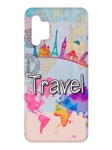 Матовий чохол з рожевими боками на Samsung Galaxy A32 :: Подорож. Travel (принт 321)