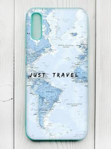 Матовий чохол з бірюзовими боками на Xiaomi Redmi 9А :: Подорожі. Карта (принт 323)