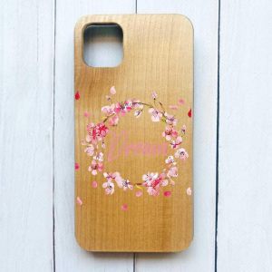 Дерев'яний чохол на iPhone 11 Pro Max (6,5) :: Віночок з сакури (принт 284)