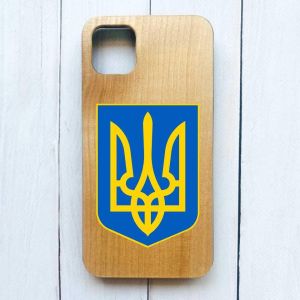 Дерев'яний чохол на iPhone 11 Pro Max (6,5) :: Тризуб Україна (принт 256)