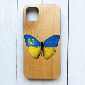 Дерев'яний чохол на iPhone 11 Pro Max (6,5) :: Метелик Україна (принт 255)