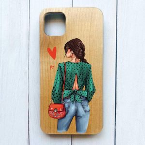 Дерев'яний чохол на iPhone 11 Pro Max (6,5) :: Дівчина в зеленому (принт 224)
