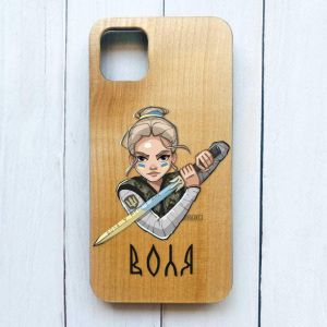 Дерев'яний чохол на iPhone 11 Pro Max (6,5) :: Українська захисниця (патріотичний принт 170)