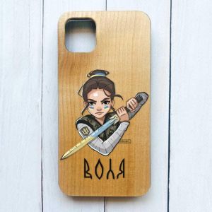 Дерев'яний чохол на iPhone 11 Pro Max (6,5) :: Українська захисниця (патріотичний принт 169)