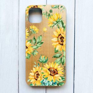 Дерев'яний чохол на iPhone 12 / 12 Pro (6.1) :: Соняхи (принт 288)