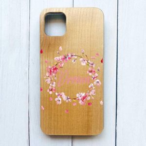 Дерев'яний чохол на iPhone 12 / 12 Pro (6.1) :: Віночок з сакури (принт 284)