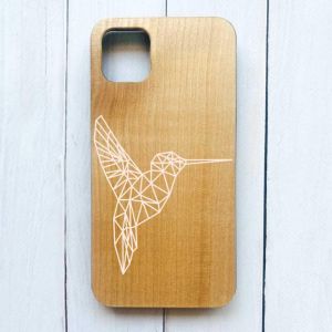 Дерев'яний чохол на iPhone 12 / 12 Pro (6.1) :: Колібрі (принт 123)